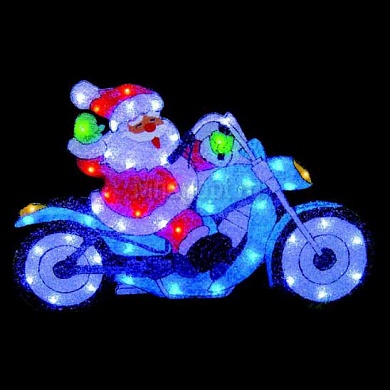 Новогоднее украшение Snowhouse Санта-Клаус на мотоцикле (мигающие колеса) на подставке уличный PKQE08F164