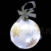 Новогоднее украшение Snowhouse Гирлянда Светящийся шар стекло с орнаментом белые светодиоды на батарейках LBFG1-10W-2