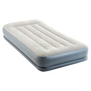 Надувной матрас Intex 64116 Pillow Rest Mid-Rise Bed (Twin) 99х191х30см с подголовником и встроенным насосом 220V