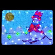 Новогоднее украшение Snowhouse Снеговик на лыжах (картина) мигающие светодиоды уличный PKQE08DD004